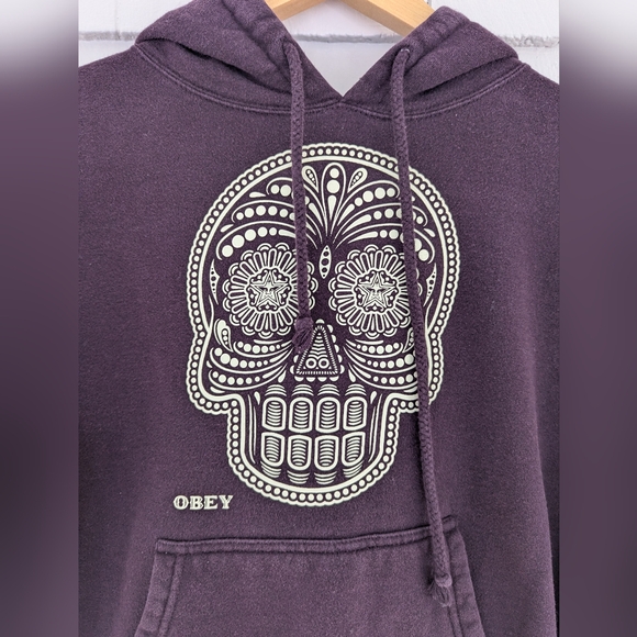 Obey Purple Skull Sweatshirt Hoodie Size Small - Picture 2 of 7